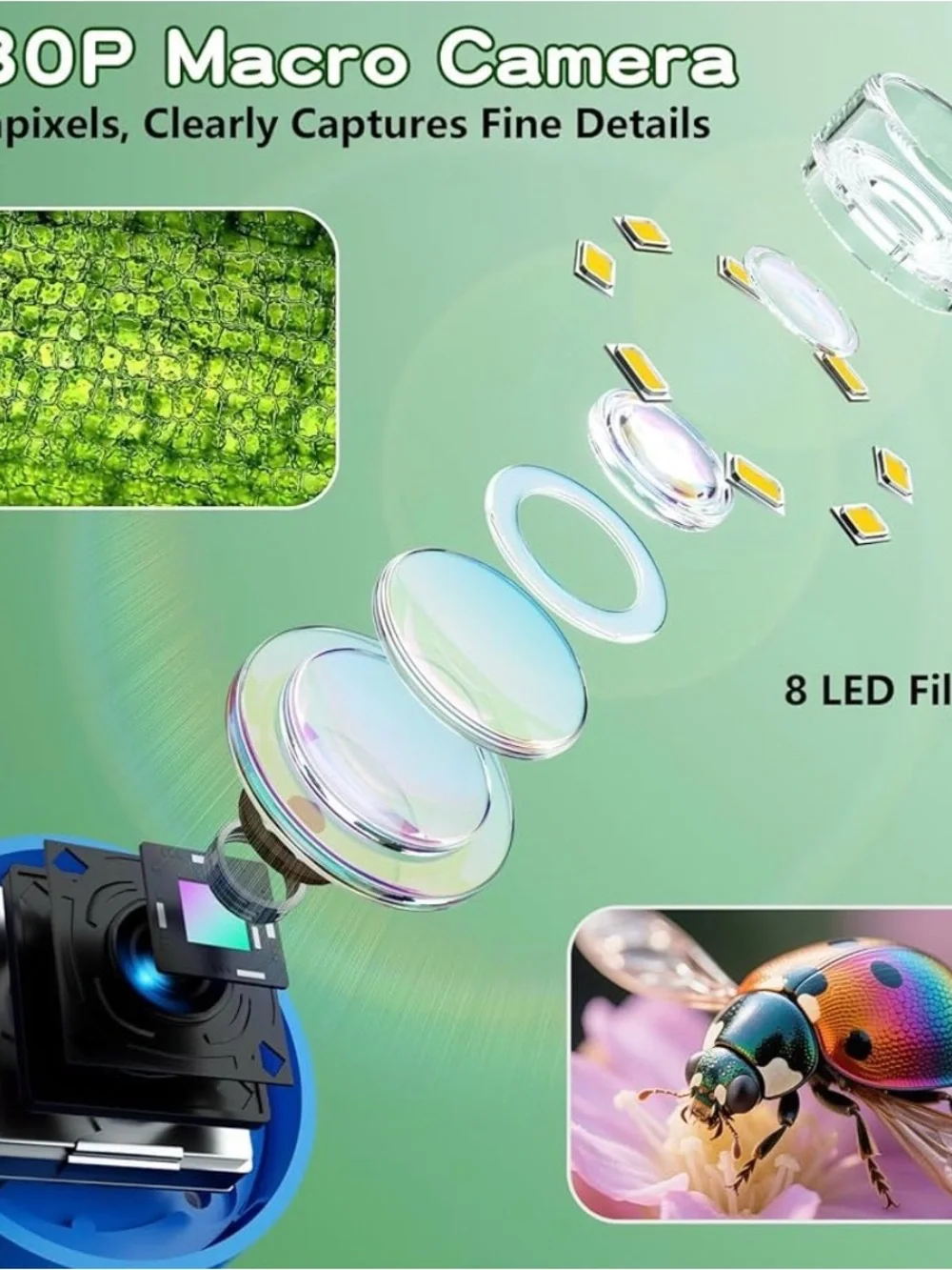 Blue Digital Handheld 1000X Magnification Microscope Camera